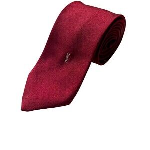 Yves Saint Laurent YSL  Logo Necktie  Mens Tie Necktie Red Christmas Patriotic